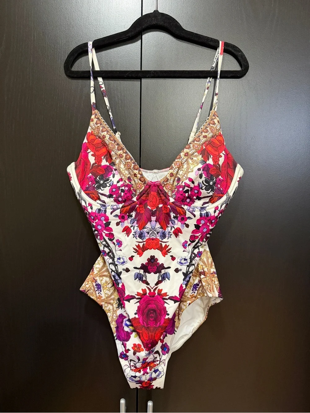 Camilla White One-Piece Swimsuit with Red and Pink Floral Print - Picture 8 of 9